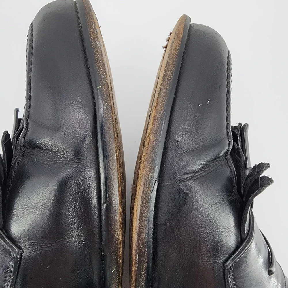 Mezlan Santander Dress Shoes Mens 9.5 Black Leather‎ Tassel Kiltie Loafer Spain